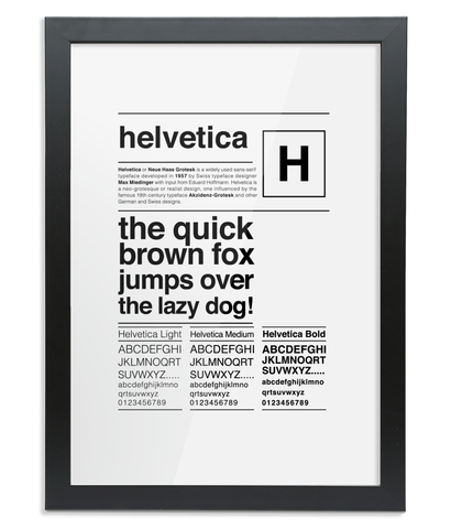 Helvetica  Framed A3 Fine Art Print - Portrait Black