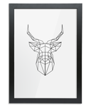 Stag Framed A3 Fine Art Print - Portrait Black