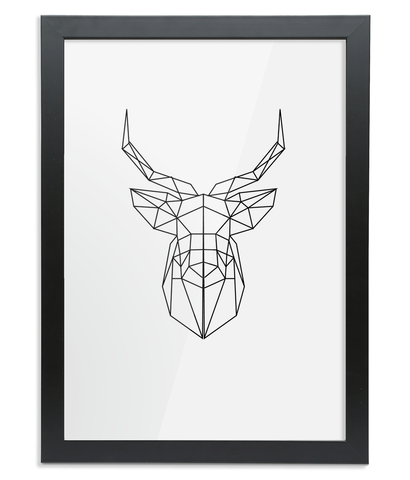 Stag Framed A3 Fine Art Print - Portrait Black
