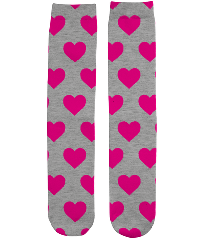 Hot Pink Grey Heart Socks
