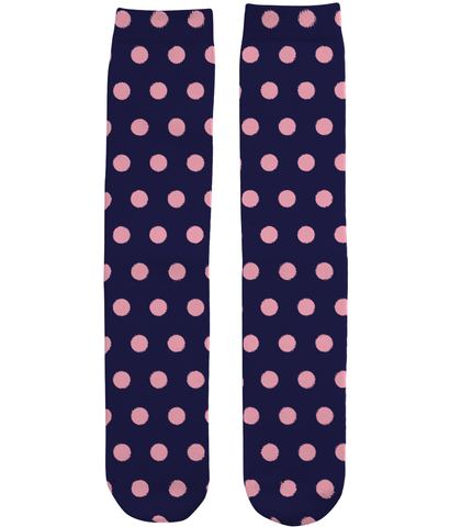 Navy Pink Polka Dot Socks