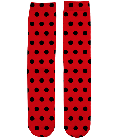 Black Red Ladybug Polka Dot Socks